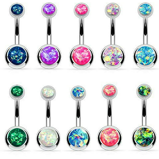 Blue cut out bunny Ears Belly Ring Navel Ring 14G Surgical Steel 
